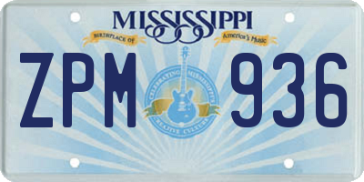 MS license plate ZPM936