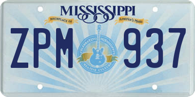 MS license plate ZPM937