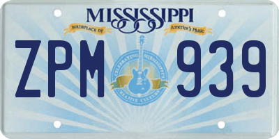 MS license plate ZPM939