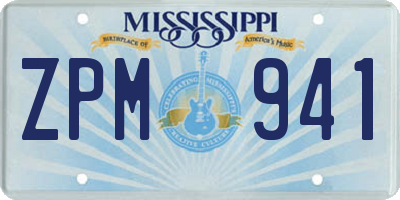 MS license plate ZPM941
