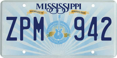 MS license plate ZPM942