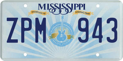 MS license plate ZPM943