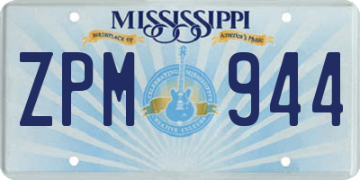 MS license plate ZPM944
