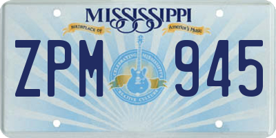 MS license plate ZPM945