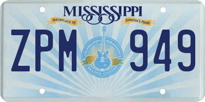 MS license plate ZPM949