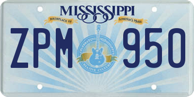 MS license plate ZPM950