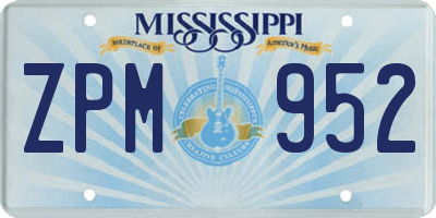 MS license plate ZPM952