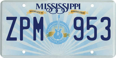 MS license plate ZPM953