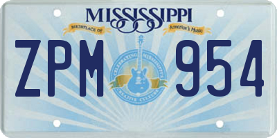 MS license plate ZPM954