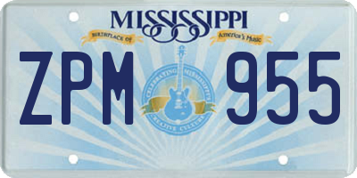 MS license plate ZPM955