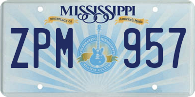 MS license plate ZPM957