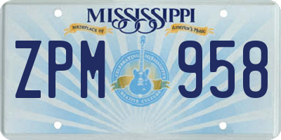 MS license plate ZPM958