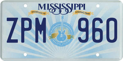 MS license plate ZPM960