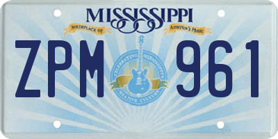 MS license plate ZPM961