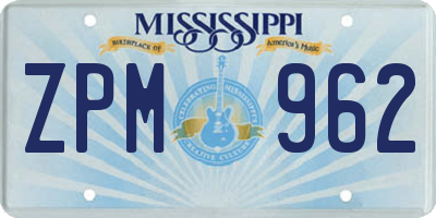 MS license plate ZPM962