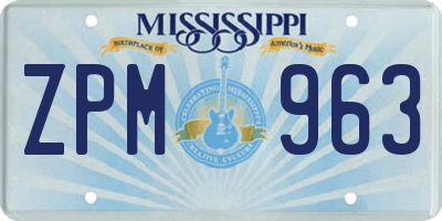 MS license plate ZPM963