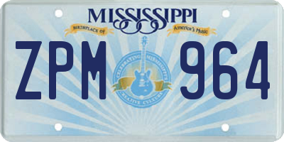 MS license plate ZPM964