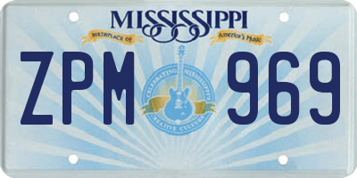 MS license plate ZPM969