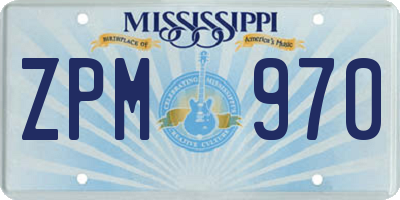 MS license plate ZPM970