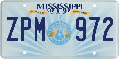MS license plate ZPM972