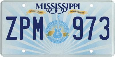 MS license plate ZPM973