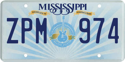 MS license plate ZPM974