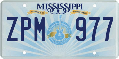MS license plate ZPM977