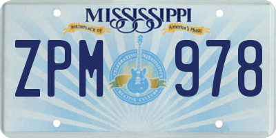 MS license plate ZPM978