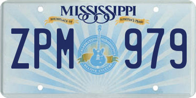 MS license plate ZPM979