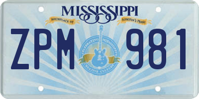 MS license plate ZPM981