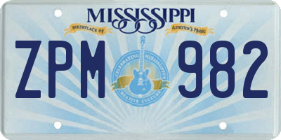MS license plate ZPM982