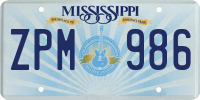 MS license plate ZPM986
