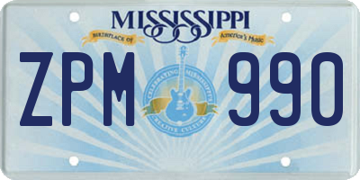 MS license plate ZPM990