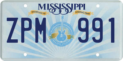 MS license plate ZPM991