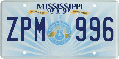 MS license plate ZPM996