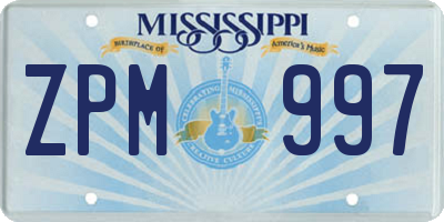 MS license plate ZPM997