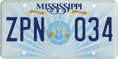 MS license plate ZPN034