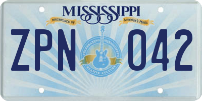 MS license plate ZPN042