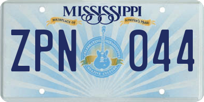 MS license plate ZPN044