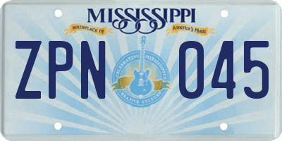 MS license plate ZPN045