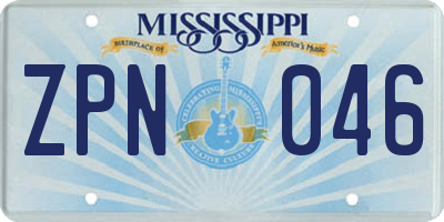 MS license plate ZPN046