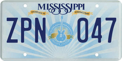 MS license plate ZPN047