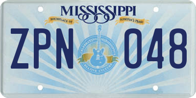 MS license plate ZPN048