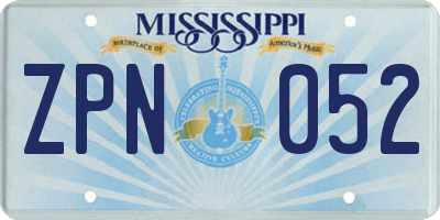 MS license plate ZPN052