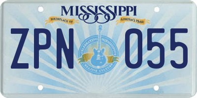 MS license plate ZPN055