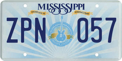 MS license plate ZPN057