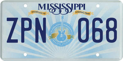 MS license plate ZPN068