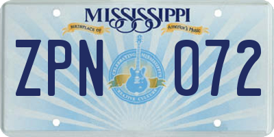 MS license plate ZPN072