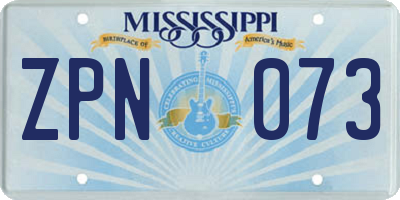 MS license plate ZPN073