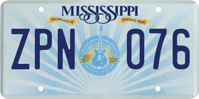 MS license plate ZPN076